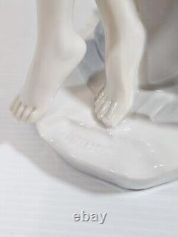 Art Deco Nude Beauty Porcelain Figure Holding Dove Artist Signed Rare Vintage