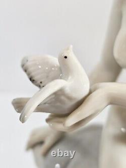 Art Deco Nude Beauty Porcelain Figure Holding Dove Artist Signed Rare Vintage