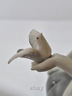 Art Deco Nude Beauty Porcelain Figure Holding Dove Artist Signed Rare Vintage