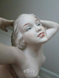 Art Deco Nude Lady Vintage Wallendorf Figurine Germany Porcelain 7 1/2 Tall