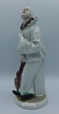 Art Deco Pierrot Clown by Karl Ens Porcelain Figure Signed A. Büschelberger RARE