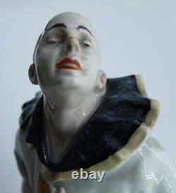 Art Deco Pierrot Clown by Karl Ens Porcelain Figure Signed A. Büschelberger RARE