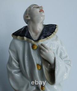 Art Deco Pierrot Clown by Karl Ens Porcelain Figure Signed A. Büschelberger RARE