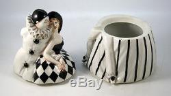 Art Deco Pierrot and Columbine Porcelain Candy Box
