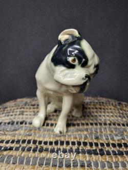 Art Deco Porcelain Black & White Bulldog Sculpt Bully ceramic figure, ca. 1910