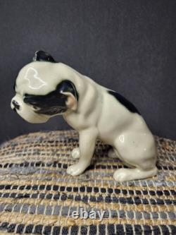 Art Deco Porcelain Black & White Bulldog Sculpt Bully ceramic figure, ca. 1910