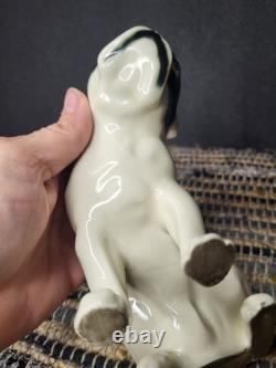 Art Deco Porcelain Black & White Bulldog Sculpt Bully ceramic figure, ca. 1910