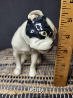 Art Deco Porcelain Black & White Bulldog Sculpt Bully ceramic figure, ca. 1910