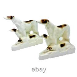 Art Deco Porcelain Bookends Borzois Wolfhound Dogs Figurines