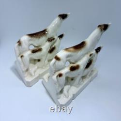 Art Deco Porcelain Bookends Borzois Wolfhound Dogs Figurines