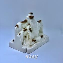 Art Deco Porcelain Bookends Borzois Wolfhound Dogs Figurines