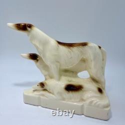 Art Deco Porcelain Bookends Borzois Wolfhound Dogs Figurines