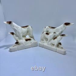 Art Deco Porcelain Bookends Borzois Wolfhound Dogs Figurines