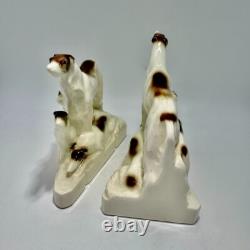 Art Deco Porcelain Bookends Borzois Wolfhound Dogs Figurines