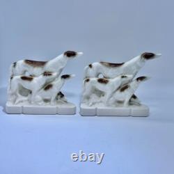 Art Deco Porcelain Bookends Borzois Wolfhound Dogs Figurines