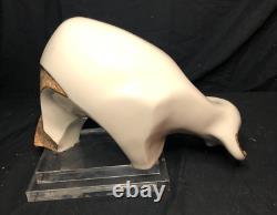 Art Deco Porcelain Bull Sculpture Galos 8569 Spain Abstract Numbered Rare