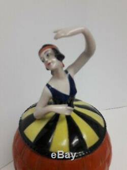 Art Deco Porcelain Figural Powder Box