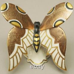Art Deco Porcelain Figurine Butterfly Neutettau Real Aetzgold Um 1930 V. Z