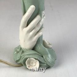 Art Deco Porcelain Fish And Hand Lamp Pastel Green 29 cm tall