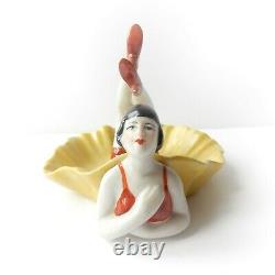 Art Deco Porcelain Flapper Girl Bathing Beauty Trinket Figure Ornament
