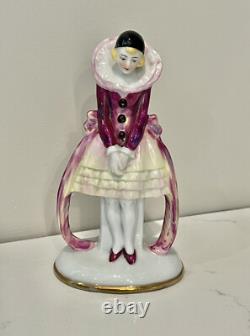 Art Deco Porcelain Harlequin Figurine Signed