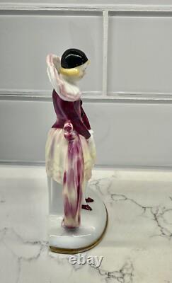Art Deco Porcelain Harlequin Figurine Signed