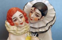 Art Deco Porcelain Pierrot and Pierrette Night Light Lamp