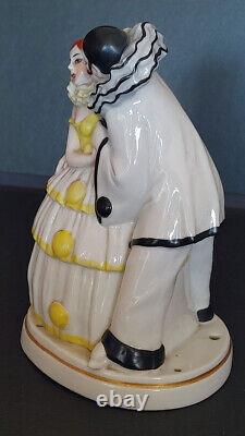 Art Deco Porcelain Pierrot and Pierrette Night Light Lamp