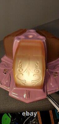 Art Deco Porcelain Pink Lavender 3 Shade Ceiling Fixture Porcelier