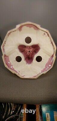 Art Deco Porcelain Pink Lavender 3 Shade Ceiling Fixture Porcelier