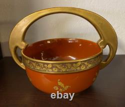 Art Deco Porcelain Pinon Heuze Gien Faience Cut With Handle