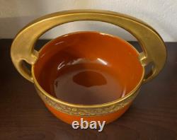 Art Deco Porcelain Pinon Heuze Gien Faience Cut With Handle