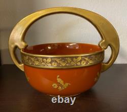 Art Deco Porcelain Pinon Heuze Gien Faience Cut With Handle