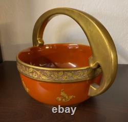 Art Deco Porcelain Pinon Heuze Gien Faience Cut With Handle