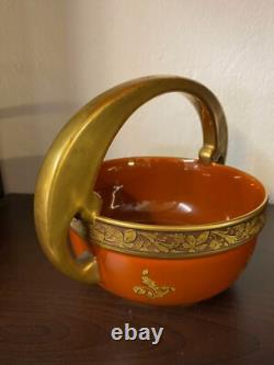 Art Deco Porcelain Pinon Heuze Gien Faience Cut With Handle