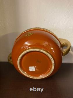 Art Deco Porcelain Pinon Heuze Gien Faience Cut With Handle