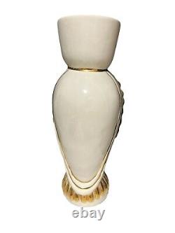 Art Deco Porcelain Vase In White And Gold Women Gold Headdress
