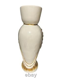 Art Deco Porcelain Vase In White And Gold Women Gold Headdress