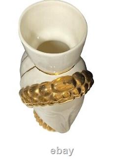 Art Deco Porcelain Vase In White And Gold Women Gold Headdress