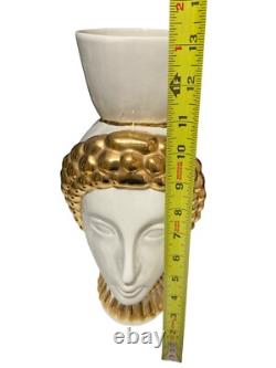 Art Deco Porcelain Vase In White And Gold Women Gold Headdress