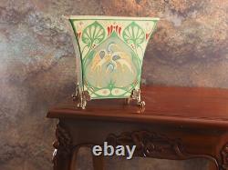 Art Deco Porcelain Vase Vintage Style, Handpainted Kranichmotiv