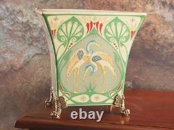 Art Deco Porcelain Vase Vintage Style, Handpainted Kranichmotiv