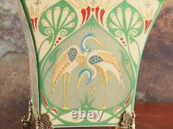 Art Deco Porcelain Vase Vintage Style, Handpainted Kranichmotiv