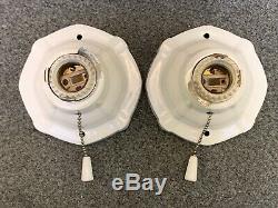 Art Deco Porcelier White Porcelain Bathroom Wall Sconces