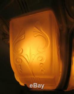 Art Deco Porcelier Yellow Porcelain Slip Shade Ceiling Light Fixture Antique 30s