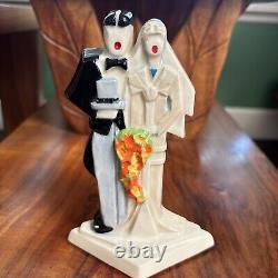 Art Deco Pottery Husband & his Bride Figurine/Cake Topper/Ornament Echo of Deco