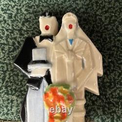 Art Deco Pottery Husband & his Bride Figurine/Cake Topper/Ornament Echo of Deco