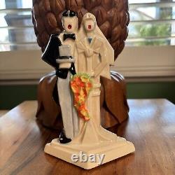 Art Deco Pottery Husband & his Bride Figurine/Cake Topper/Ornament Echo of Deco