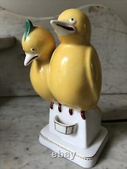 Art Deco ROBJ, Paris C. 1920 Figural Yellow Birds Porcelain Perfume Lamp France