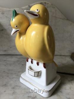 Art Deco ROBJ, Paris C. 1920 Figural Yellow Birds Porcelain Perfume Lamp France
